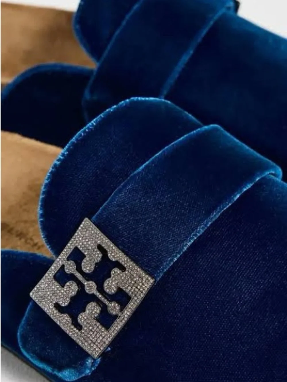 Tory Burch Mellow Pave Velvet Mule in Ocean/Silver - size 6M - NIB